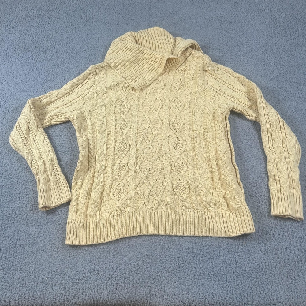 Jeanne Pierre Sweater Womens XL White Cable Diamond Knit Cowl Neck Pullover